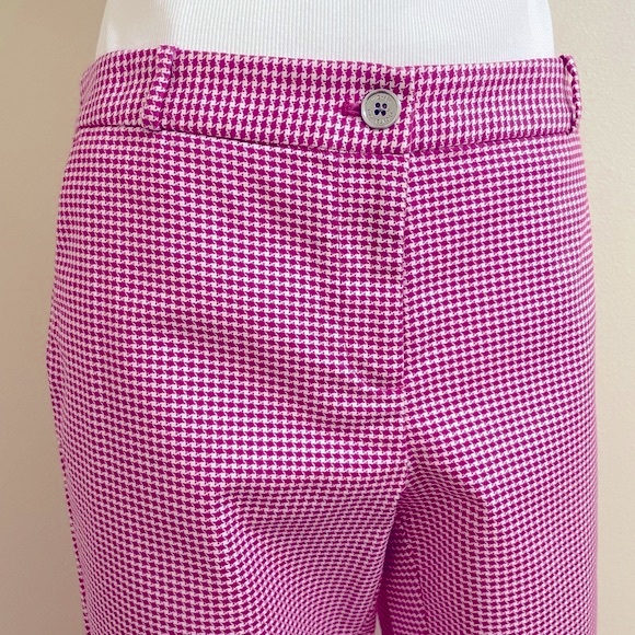 MICHAEL KORS Womens Pink White Herringbone Print Straight Leg Pants Size 10 - Picture 4 of 9
